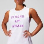 Fabletics clássico branco/gráfico 420HR2168 tanque muscular do dia internacional mulheres