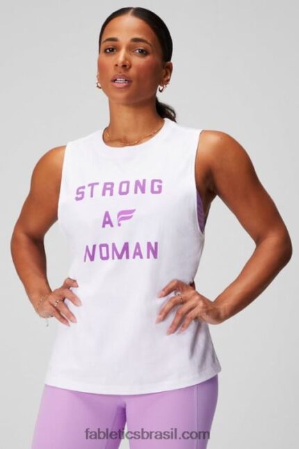 Fabletics clássico branco/gráfico 420HR2168 tanque muscular do dia internacional mulheres