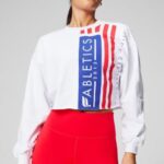 Fabletics clássico branco/gráfico 420HR2433 gola alta cortada mulheres