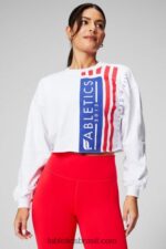 Fabletics clássico branco/gráfico 420HR2433 gola alta cortada mulheres