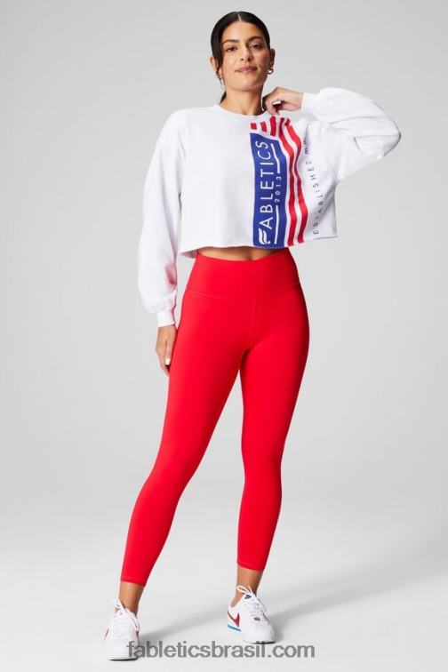 Fabletics clássico branco/gráfico 420HR2433 gola alta cortada mulheres - Image 3