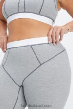 Fabletics clássico cinza urze/branco 420HR1086 legging waffle mulheres - Image 3