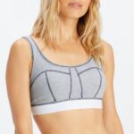 Fabletics clássico cinza urze/branco 420HR1535 sutiã waffle mulheres