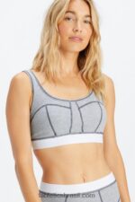 Fabletics clássico cinza urze/branco 420HR1535 sutiã waffle mulheres