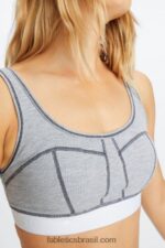 Fabletics clássico cinza urze/branco 420HR1535 sutiã waffle mulheres - Image 3