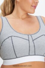 Fabletics clássico cinza urze/branco 420HR1536 sutiã waffle mulheres - Image 3