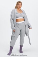 Fabletics clássico cinza urze/branco 420HR1536 sutiã waffle mulheres - Image 4