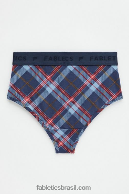 Fabletics clássico tartan marinho 420HR2870 Calcinha cintura alta 24-7 mulheres - Image 6