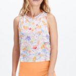 Fabletics clube floral/atlético new wave 420HR2206 tanque muscular dry-flex mulheres
