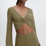 Fabletics coruja da noite 420HR2667 top frontal em malha elegante mulheres