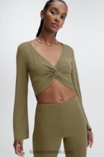Fabletics coruja da noite 420HR2667 top frontal em malha elegante mulheres