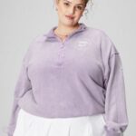 Fabletics cosmo/gráfico roxo 420HR2441 moletom felpudo leve com meio zíper mulheres
