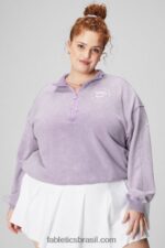 Fabletics cosmo/gráfico roxo 420HR2441 moletom felpudo leve com meio zíper mulheres