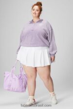 Fabletics cosmo/gráfico roxo 420HR2441 moletom felpudo leve com meio zíper mulheres - Image 3