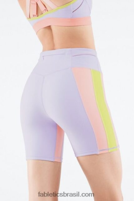 Fabletics cosmo roxo/cinza menta 420HR550 cintura alta trinity run short 7" mulheres