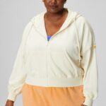 Fabletics creme/gráfico 420HR2443 moletom encolhido mulheres