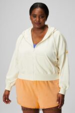 Fabletics creme/gráfico 420HR2443 moletom encolhido mulheres