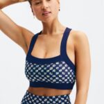 Fabletics Daisy Field Check/Deep Navy 420HR1626 greta sutiã esportivo de baixo impacto mulheres