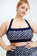 Fabletics Daisy Field Check/Deep Navy 420HR1627 greta sutiã esportivo de baixo impacto mulheres