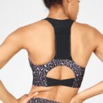 Fabletics discrição/brilho preto 420HR1839 sutiã esportivo midi impacto médio para viagem 130 mulheres