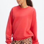Fabletics elétrico lavado cereja/branco 420HR2457 moletom de gola redonda de lã forever mulheres