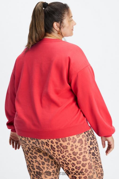 Fabletics elétrico lavado cereja/branco 420HR2458 moletom de gola redonda de lã forever mulheres - Image 2