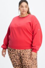 Fabletics elétrico lavado cereja/branco 420HR2458 moletom de gola redonda de lã forever mulheres
