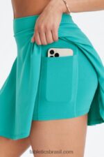 Fabletics elétrico lavado cereja/branco 420HR631 saia de babados mulheres - Image 2