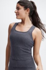 Fabletics estanho 420HR2271 regata com nervuras restoreknit mulheres