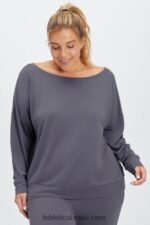 Fabletics estanho 420HR2438 pulôver de gola canoa eco elegante mulheres
