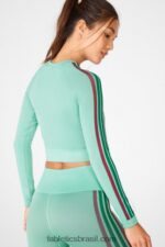 Fabletics faixa azul lunar multi 420HR2709 top cropped manga longa sem costuras aisley mulheres - Image 4
