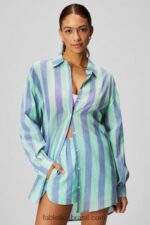 Fabletics faixa de resort 420HR2585 camisa oversized voile de algodão mulheres