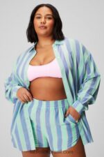 Fabletics faixa de resort 420HR2586 camisa oversized voile de algodão mulheres