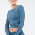 Fabletics ferro azul 420HR2696 blusa manga longa ashton sculptknit mulheres