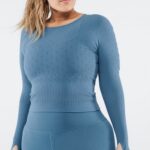 Fabletics ferro azul 420HR2697 blusa manga longa ashton sculptknit mulheres
