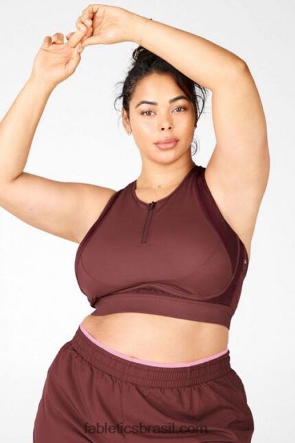 Fabletics ferrugem 420HR1449 sutiã esportivo de alto impacto com zíper frontal mulheres
