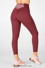 Fabletics ferrugem/cedro empoeirado/rosa pérola 420HR927 boost powerhold cintura alta 7/8 legging 73 mulheres