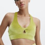Fabletics folha de ouro 420HR1637 sutiã esportivo oasis twist de veludo mulheres