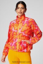 Fabletics fuga rosa grande loucura de verão/prata reflexiva 420HR2734 blusão peso mosca superdimensionado mulheres