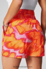 Fabletics fuga rosa grande loucura de verão/prata reflexiva 420HR601 short de náilon com cintura ultra alta mulheres - Image 2
