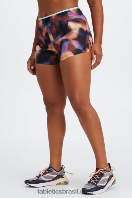 Fabletics fusão/onda de cristal/prata reflexiva 420HR275 respirar cintura média correr curto mulheres