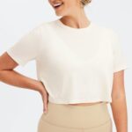 Fabletics garça 420HR1969 camiseta de manga curta cortada dry-flex mulheres