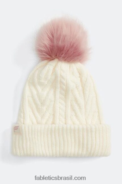 Fabletics garça/malva silenciado 420HR3022 gorro de pompom de malha de cabo mulheres