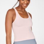 Fabletics geada rosa 420HR2311 regata de malha Denise Sculpt mulheres
