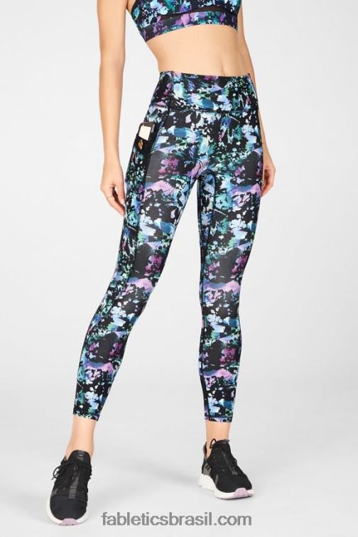 Fabletics grafite floral 420HR1307 trinity bolso cintura alta 7/8 mulheres - Image 1