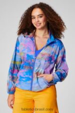 Fabletics grande sufocante/prata reflexiva 420HR2736 blusão peso mosca superdimensionado mulheres