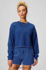 Fabletics índigo lavado 420HR2434 gola alta cortada mulheres