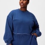 Fabletics índigo lavado 420HR2435 gola alta cortada mulheres