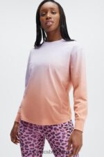 Fabletics íris nebulosa/pintura de imersão em tom rosa 420HR2605 camiseta manga longa namorado mulheres