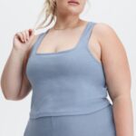 Fabletics jeans desbotado 420HR2273 regata com nervuras restoreknit mulheres